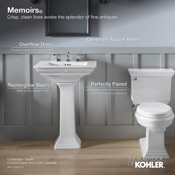 K234480,10,40 Kohler Memoirs® Stately 24" Pedestal Bathroom Sink with 4" Centerset Faucet